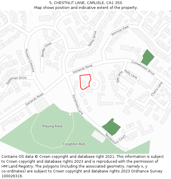 5, CHESTNUT LANE, CARLISLE, CA1 3SS: Location map and indicative extent of plot