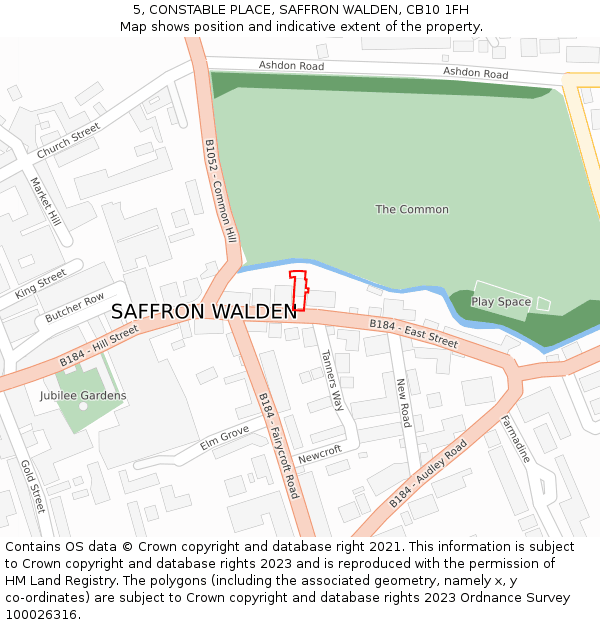 5, CONSTABLE PLACE, SAFFRON WALDEN, CB10 1FH: Location map and indicative extent of plot