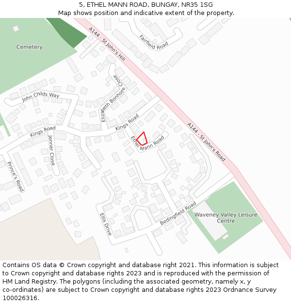 5, ETHEL MANN ROAD, BUNGAY, NR35 1SG: Location map and indicative extent of plot