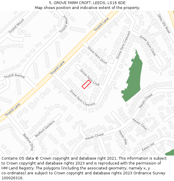 5, GROVE FARM CROFT, LEEDS, LS16 6DE: Location map and indicative extent of plot