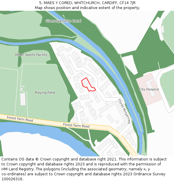 5, MAES Y CORED, WHITCHURCH, CARDIFF, CF14 7JR: Location map and indicative extent of plot