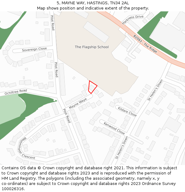 5, MAYNE WAY, HASTINGS, TN34 2AL: Location map and indicative extent of plot