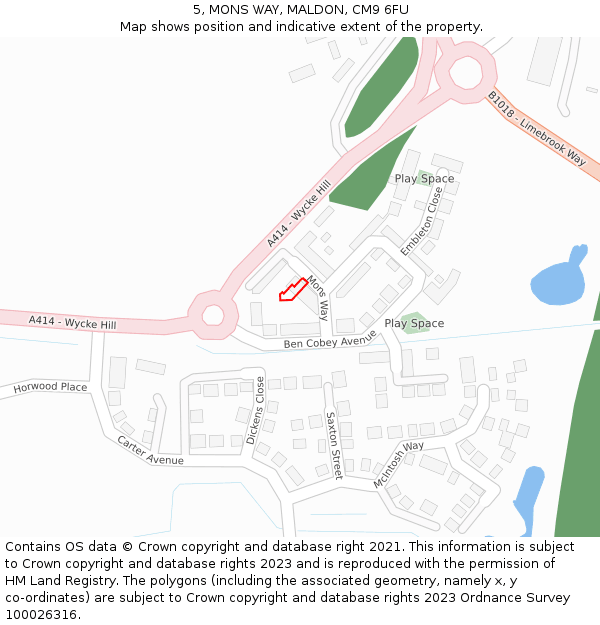 5, MONS WAY, MALDON, CM9 6FU: Location map and indicative extent of plot
