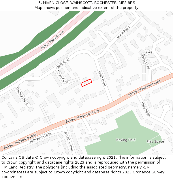 5, NIVEN CLOSE, WAINSCOTT, ROCHESTER, ME3 8BS: Location map and indicative extent of plot