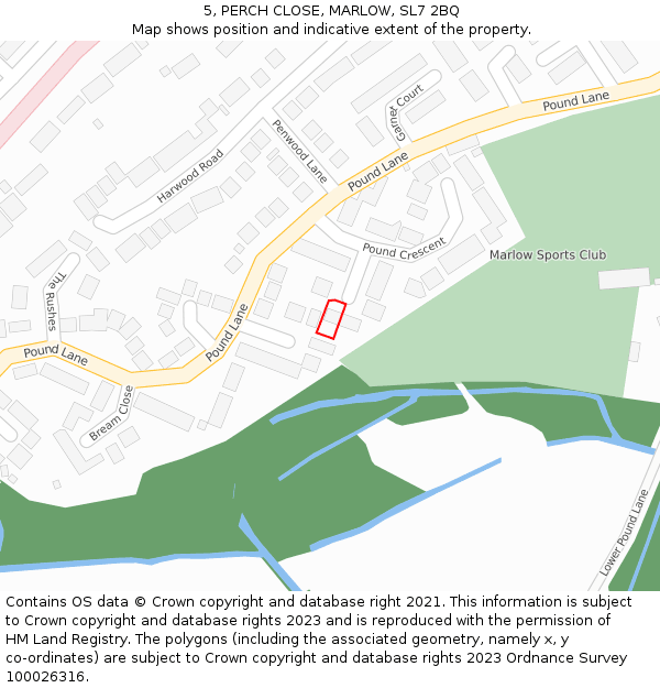 5, PERCH CLOSE, MARLOW, SL7 2BQ: Location map and indicative extent of plot