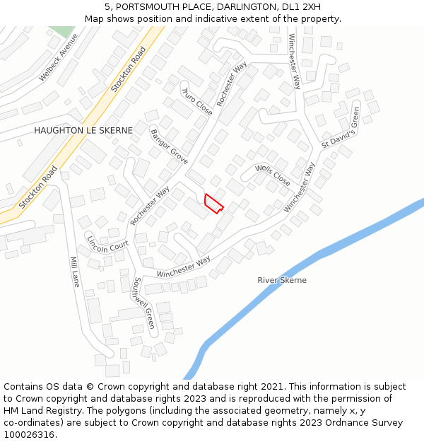 5, PORTSMOUTH PLACE, DARLINGTON, DL1 2XH: Location map and indicative extent of plot