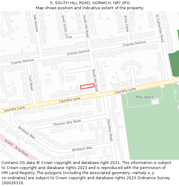 5, SOUTH HILL ROAD, NORWICH, NR7 0PG: Location map and indicative extent of plot
