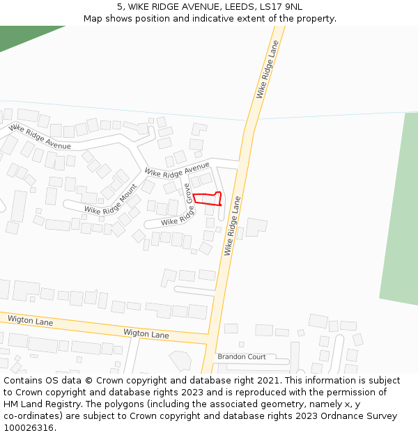 5, WIKE RIDGE AVENUE, LEEDS, LS17 9NL: Location map and indicative extent of plot