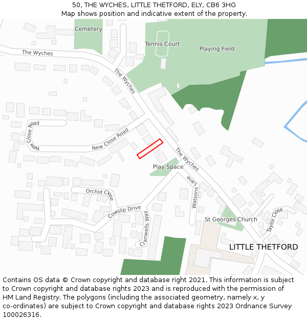 50, THE WYCHES, LITTLE THETFORD, ELY, CB6 3HG: Location map and indicative extent of plot