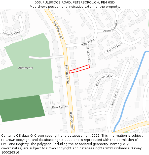 506, FULBRIDGE ROAD, PETERBOROUGH, PE4 6SD: Location map and indicative extent of plot