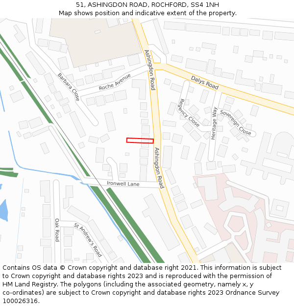 51, ASHINGDON ROAD, ROCHFORD, SS4 1NH: Location map and indicative extent of plot
