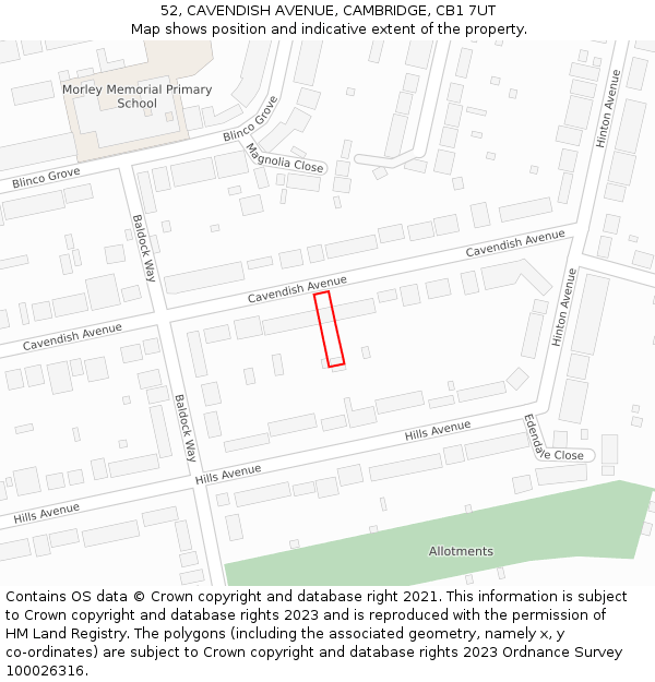 52, CAVENDISH AVENUE, CAMBRIDGE, CB1 7UT: Location map and indicative extent of plot