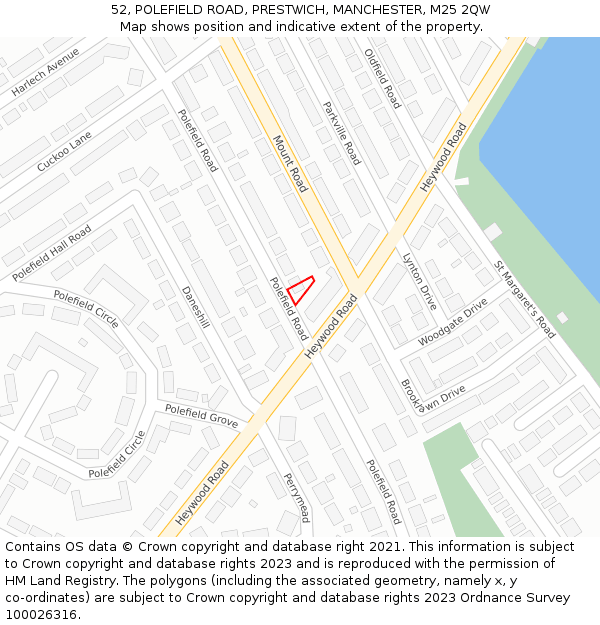52, POLEFIELD ROAD, PRESTWICH, MANCHESTER, M25 2QW: Location map and indicative extent of plot