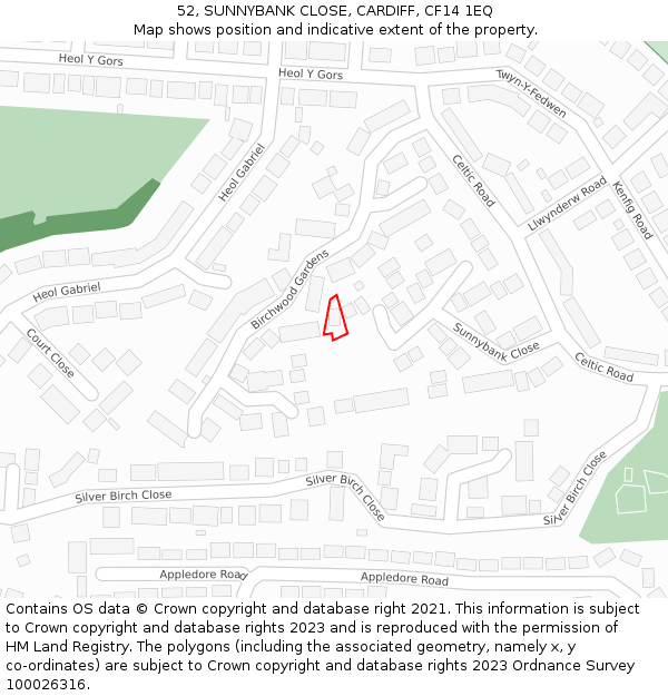 52, SUNNYBANK CLOSE, CARDIFF, CF14 1EQ: Location map and indicative extent of plot