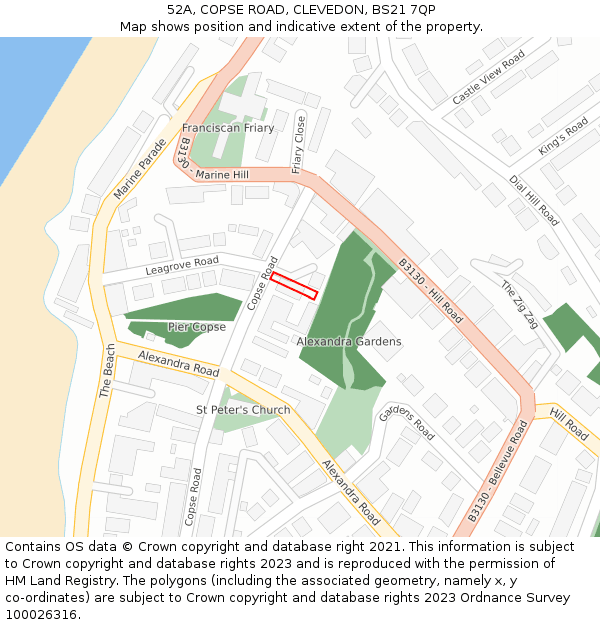 52A, COPSE ROAD, CLEVEDON, BS21 7QP: Location map and indicative extent of plot