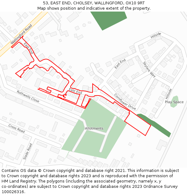 53, EAST END, CHOLSEY, WALLINGFORD, OX10 9RT: Location map and indicative extent of plot