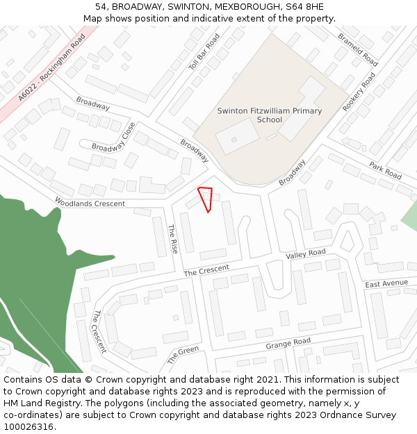 54, BROADWAY, SWINTON, MEXBOROUGH, S64 8HE: Location map and indicative extent of plot