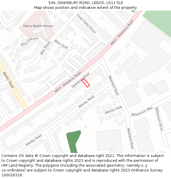 549, DEWSBURY ROAD, LEEDS, LS11 5LE: Location map and indicative extent of plot
