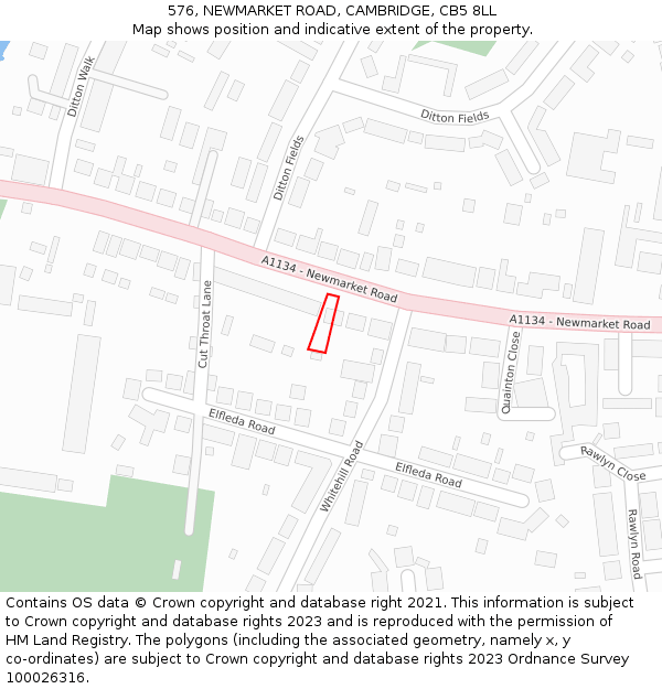 576, NEWMARKET ROAD, CAMBRIDGE, CB5 8LL: Location map and indicative extent of plot