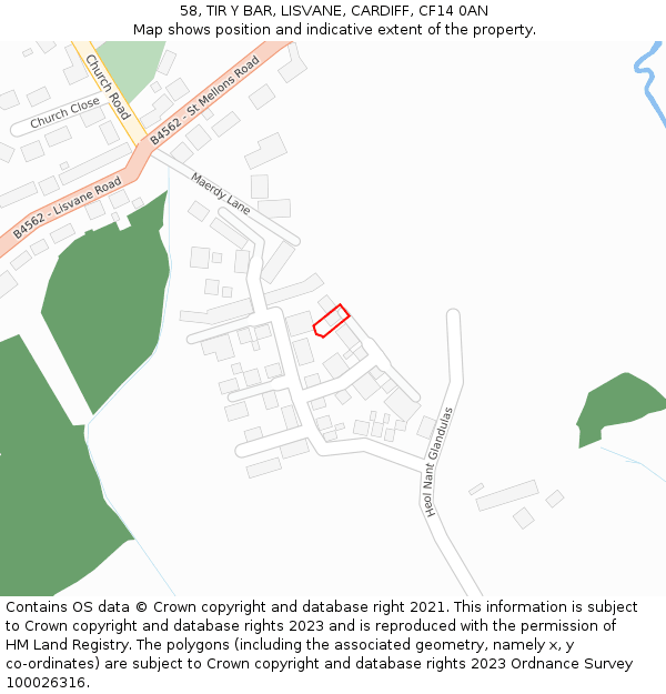 58, TIR Y BAR, LISVANE, CARDIFF, CF14 0AN: Location map and indicative extent of plot