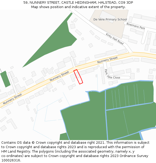 59, NUNNERY STREET, CASTLE HEDINGHAM, HALSTEAD, CO9 3DP: Location map and indicative extent of plot