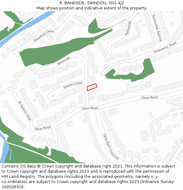 6, BANKSIDE, SWINDON, SN1 4JZ: Location map and indicative extent of plot
