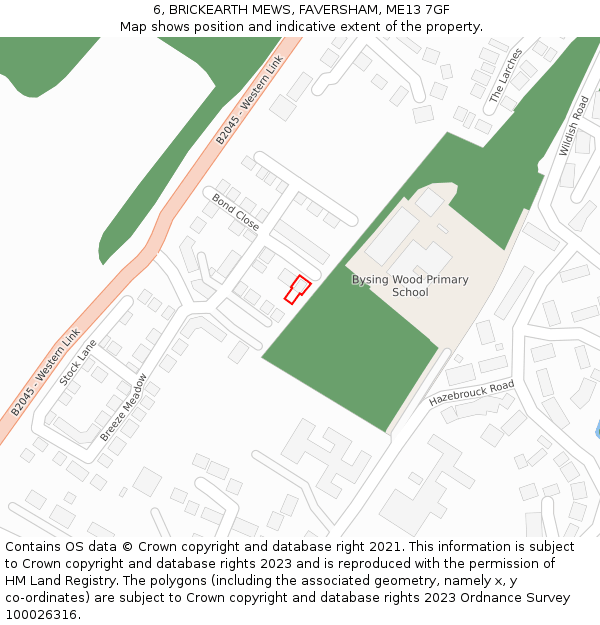 6, BRICKEARTH MEWS, FAVERSHAM, ME13 7GF: Location map and indicative extent of plot