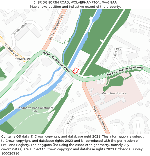 6, BRIDGNORTH ROAD, WOLVERHAMPTON, WV6 8AA: Location map and indicative extent of plot