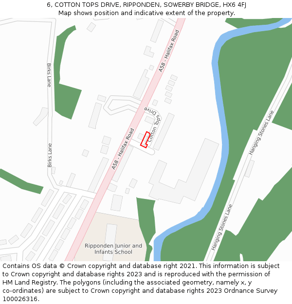 6, COTTON TOPS DRIVE, RIPPONDEN, SOWERBY BRIDGE, HX6 4FJ: Location map and indicative extent of plot