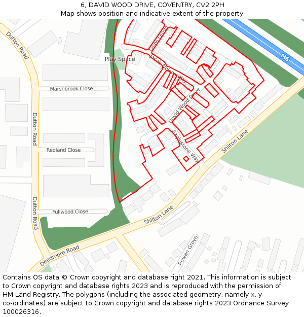 6, DAVID WOOD DRIVE, COVENTRY, CV2 2PH: Location map and indicative extent of plot