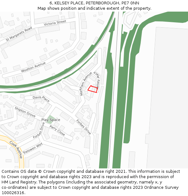 6, KELSEY PLACE, PETERBOROUGH, PE7 0NN: Location map and indicative extent of plot
