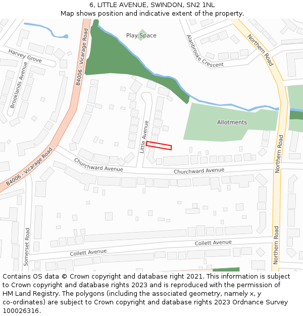 6, LITTLE AVENUE, SWINDON, SN2 1NL: Location map and indicative extent of plot