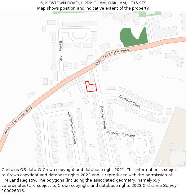 6, NEWTOWN ROAD, UPPINGHAM, OAKHAM, LE15 9TS: Location map and indicative extent of plot
