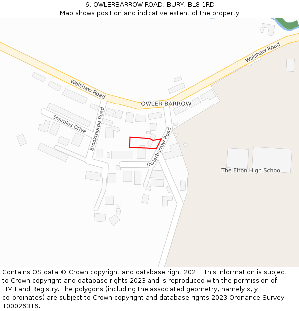 6, OWLERBARROW ROAD, BURY, BL8 1RD: Location map and indicative extent of plot