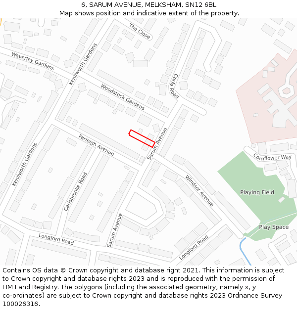 6, SARUM AVENUE, MELKSHAM, SN12 6BL: Location map and indicative extent of plot