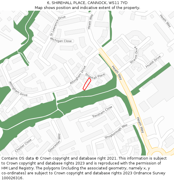 6, SHIREHALL PLACE, CANNOCK, WS11 7YD: Location map and indicative extent of plot