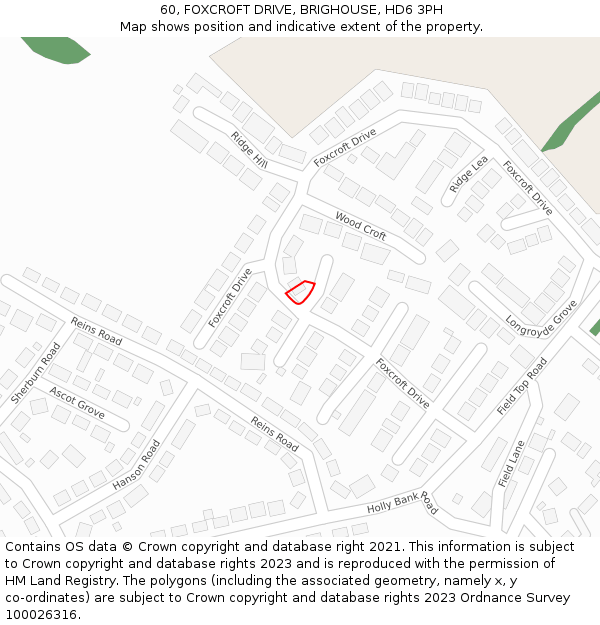 60, FOXCROFT DRIVE, BRIGHOUSE, HD6 3PH: Location map and indicative extent of plot