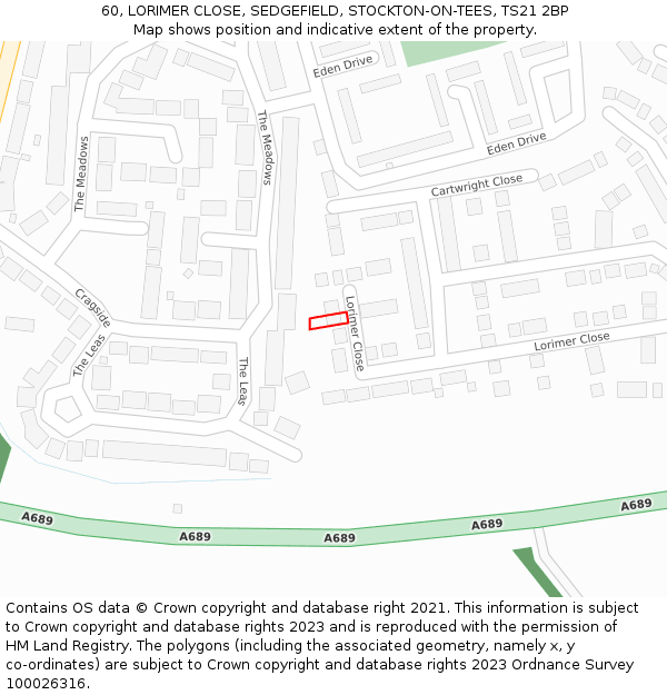 60, LORIMER CLOSE, SEDGEFIELD, STOCKTON-ON-TEES, TS21 2BP: Location map and indicative extent of plot