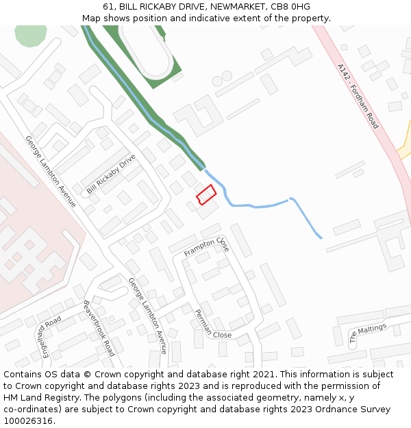 61, BILL RICKABY DRIVE, NEWMARKET, CB8 0HG: Location map and indicative extent of plot