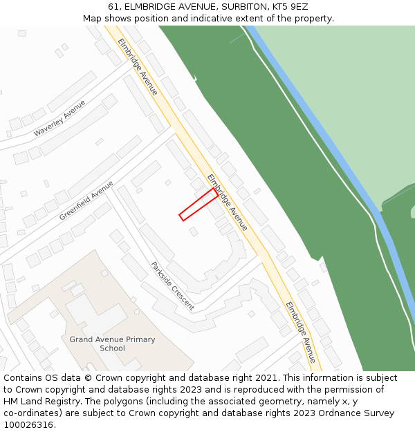 61, ELMBRIDGE AVENUE, SURBITON, KT5 9EZ: Location map and indicative extent of plot