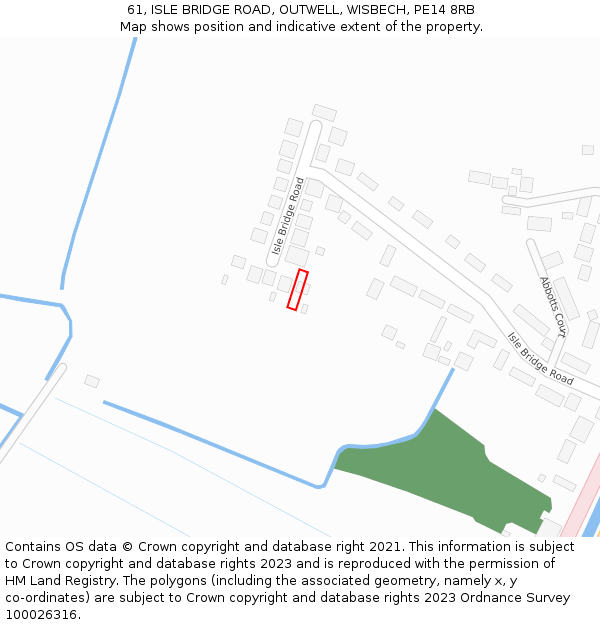 61, ISLE BRIDGE ROAD, OUTWELL, WISBECH, PE14 8RB: Location map and indicative extent of plot