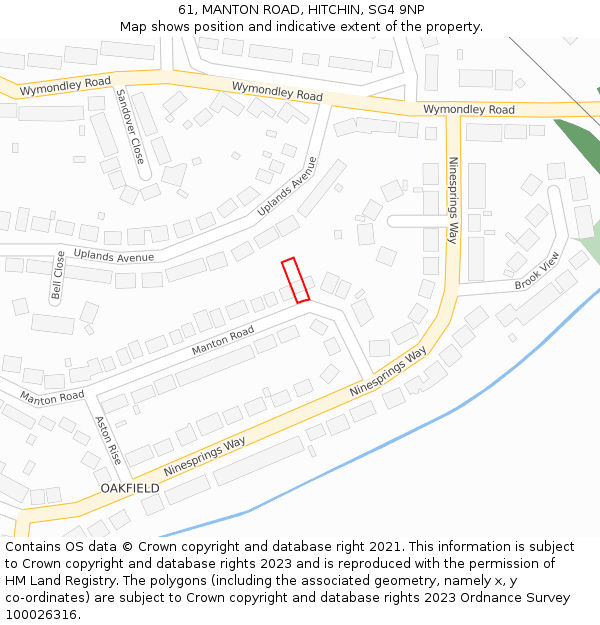 61, MANTON ROAD, HITCHIN, SG4 9NP: Location map and indicative extent of plot
