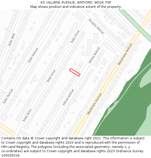 63, HILLRISE AVENUE, WATFORD, WD24 7NP: Location map and indicative extent of plot