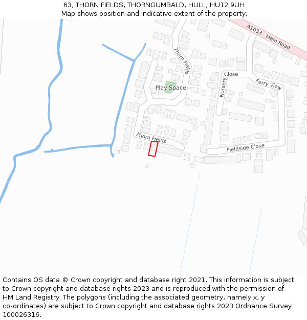 63, THORN FIELDS, THORNGUMBALD, HULL, HU12 9UH: Location map and indicative extent of plot