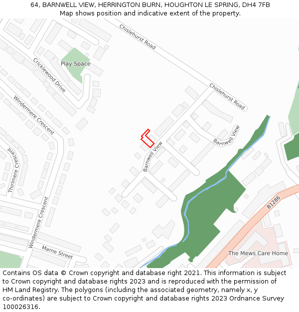 64, BARNWELL VIEW, HERRINGTON BURN, HOUGHTON LE SPRING, DH4 7FB: Location map and indicative extent of plot