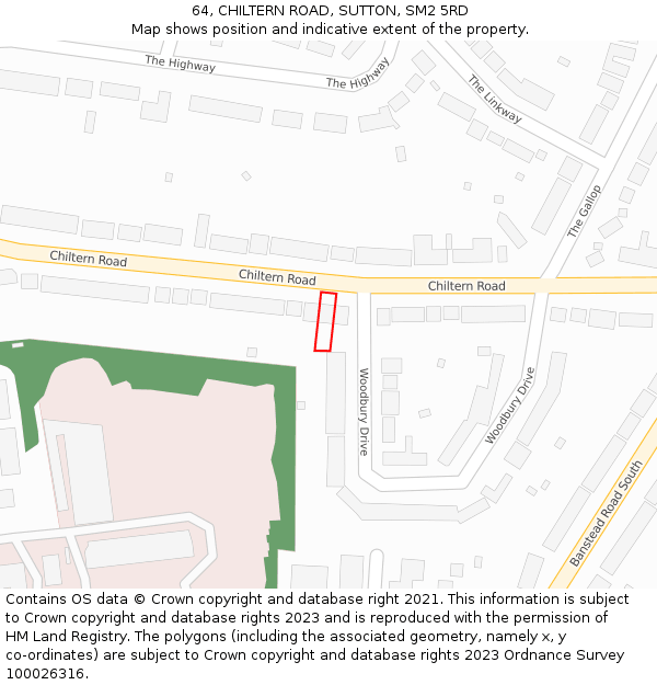 64, CHILTERN ROAD, SUTTON, SM2 5RD: Location map and indicative extent of plot