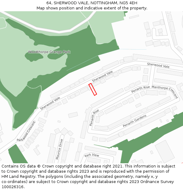 64, SHERWOOD VALE, NOTTINGHAM, NG5 4EH: Location map and indicative extent of plot
