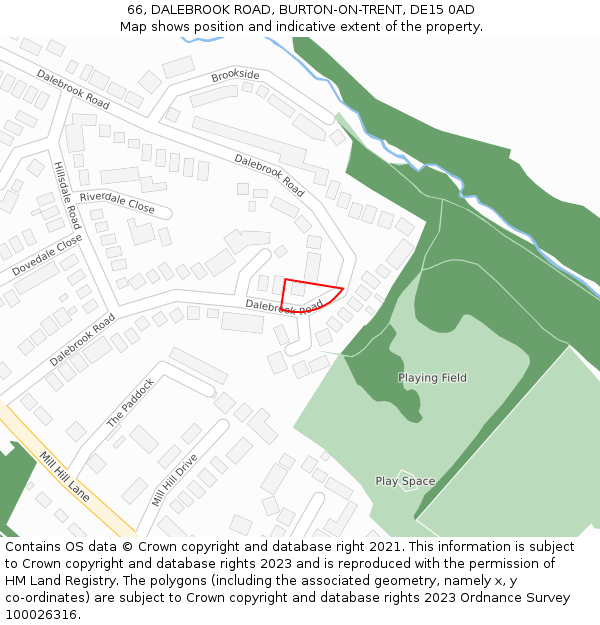 66, DALEBROOK ROAD, BURTON-ON-TRENT, DE15 0AD: Location map and indicative extent of plot