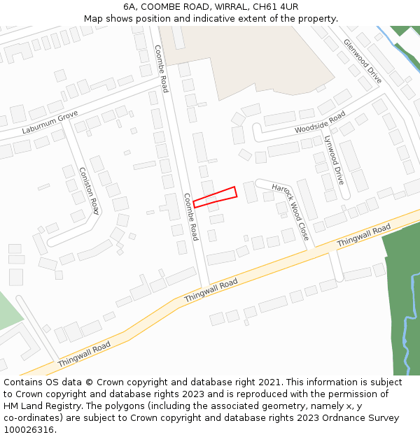 6A, COOMBE ROAD, WIRRAL, CH61 4UR: Location map and indicative extent of plot
