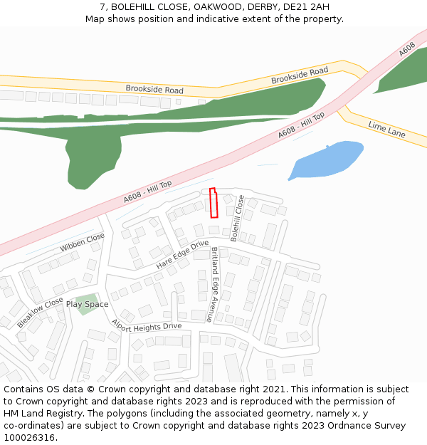 7, BOLEHILL CLOSE, OAKWOOD, DERBY, DE21 2AH: Location map and indicative extent of plot